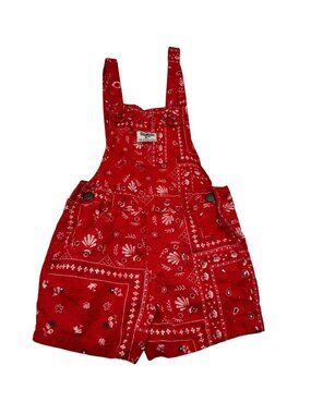 OshKosh B'gosh Girls Red Bandana Print Shortalls, Size 4T